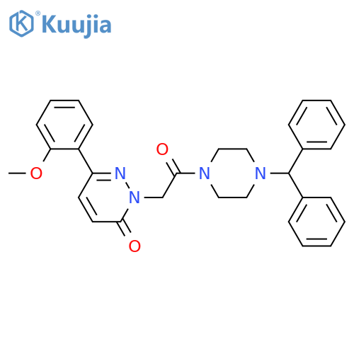2-{2-[4-(diphenylmethyl)piperazin-1-yl]-2-oxoethyl}-6-(2-methoxyphenyl)-2,3-dihydropyridazin-3-one structure