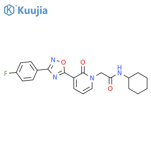 N-cyclohexyl-2-{3-[3-(4-fluorophenyl)-1,2,4-oxadiazol-5-yl]-2-oxo-1,2-dihydropyridin-1-yl}acetamide structure