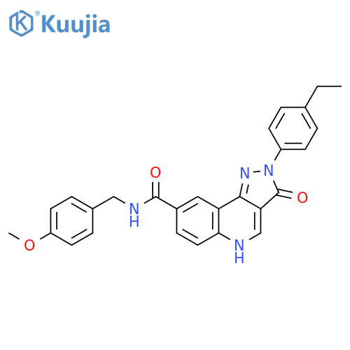 2-(4-ethylphenyl)-N-[(4-methoxyphenyl)methyl]-3-oxo-2H,3H,5H-pyrazolo[4,3-c]quinoline-8-carboxamide structure