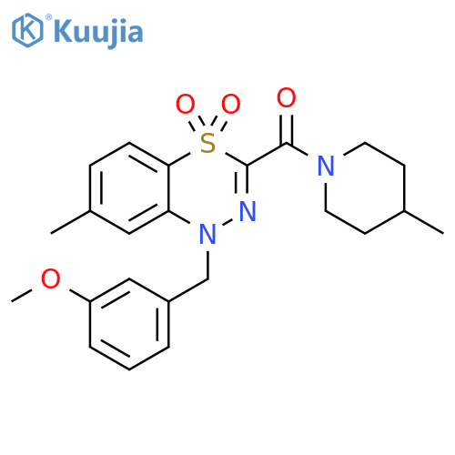 1-[(3-methoxyphenyl)methyl]-7-methyl-3-(4-methylpiperidine-1-carbonyl)-1H-4lambda6,1,2-benzothiadiazine-4,4-dione structure