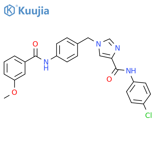 N-(4-chlorophenyl)-1-{4-(3-methoxybenzamido)phenylmethyl}-1H-imidazole-4-carboxamide structure