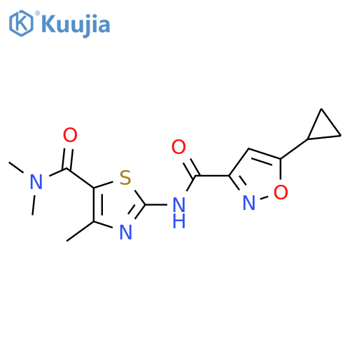 5-cyclopropyl-N-5-(dimethylcarbamoyl)-4-methyl-1,3-thiazol-2-yl-1,2-oxazole-3-carboxamide structure