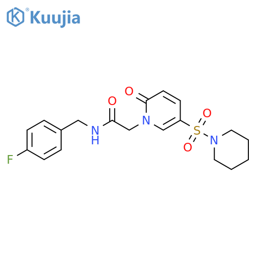 N-(4-fluorophenyl)methyl-2-2-oxo-5-(piperidine-1-sulfonyl)-1,2-dihydropyridin-1-ylacetamide structure