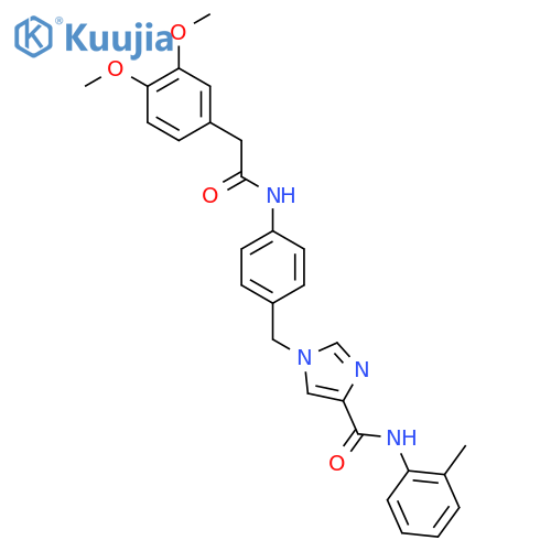 1-({4-2-(3,4-dimethoxyphenyl)acetamidophenyl}methyl)-N-(2-methylphenyl)-1H-imidazole-4-carboxamide structure