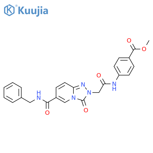 methyl 4-{2-[6-(benzylcarbamoyl)-3-oxo-2H,3H-[1,2,4]triazolo[4,3-a]pyridin-2-yl]acetamido}benzoate structure