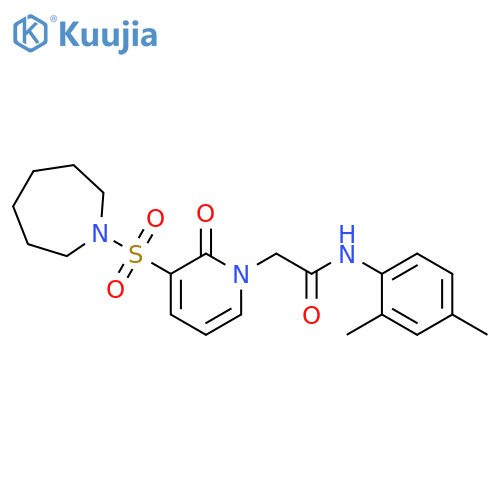 2-[3-(azepane-1-sulfonyl)-2-oxo-1,2-dihydropyridin-1-yl]-N-(2,4-dimethylphenyl)acetamide structure