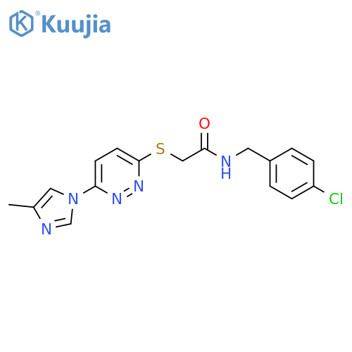 N-[(4-chlorophenyl)methyl]-2-{[6-(4-methyl-1H-imidazol-1-yl)pyridazin-3-yl]sulfanyl}acetamide structure