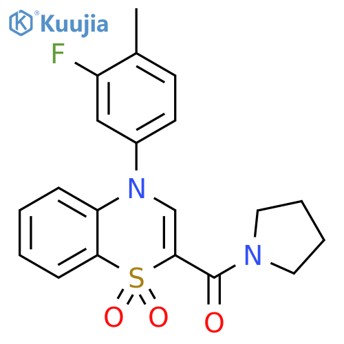 4-(3-fluoro-4-methylphenyl)-2-(pyrrolidine-1-carbonyl)-4H-1lambda6,4-benzothiazine-1,1-dione structure