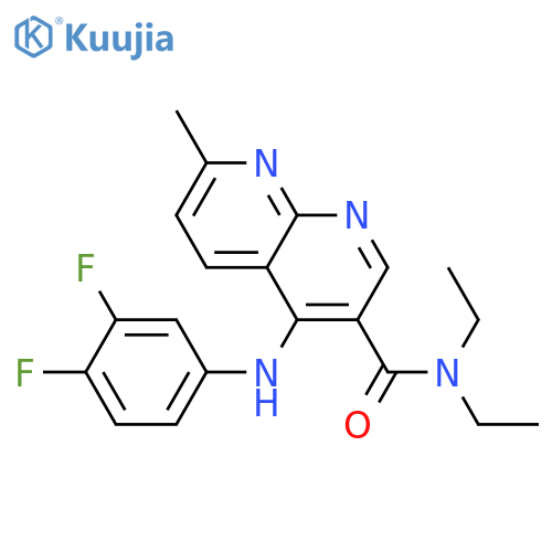 4-[(3,4-difluorophenyl)amino]-N,N-diethyl-7-methyl-1,8-naphthyridine-3-carboxamide structure