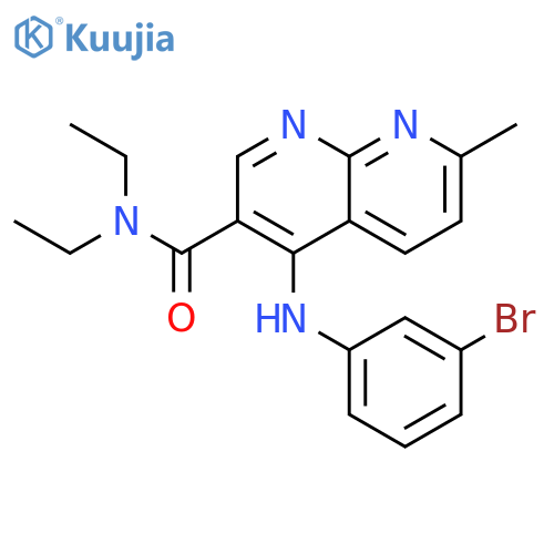 4-[(3-bromophenyl)amino]-N,N-diethyl-7-methyl-1,8-naphthyridine-3-carboxamide structure