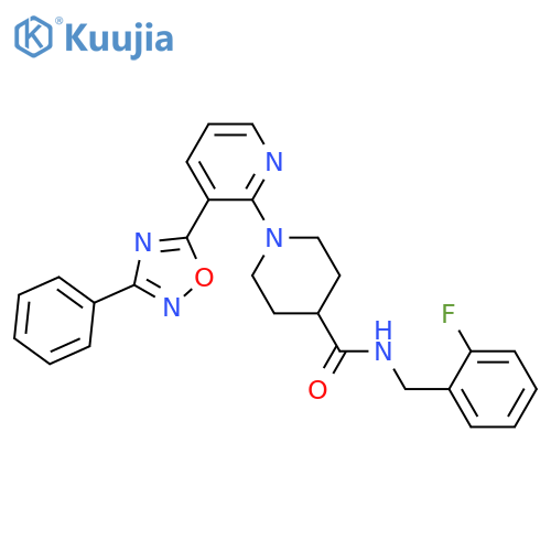 N-[(2-fluorophenyl)methyl]-1-[3-(3-phenyl-1,2,4-oxadiazol-5-yl)pyridin-2-yl]piperidine-4-carboxamide structure