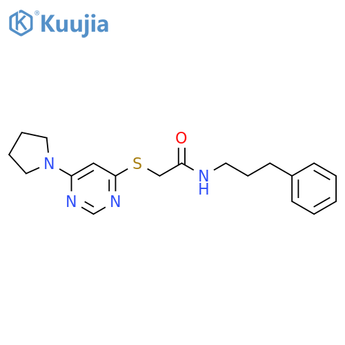 N-(3-phenylpropyl)-2-{[6-(pyrrolidin-1-yl)pyrimidin-4-yl]sulfanyl}acetamide structure