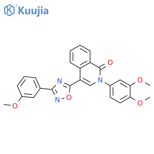 2-(3,4-dimethoxyphenyl)-4-[3-(3-methoxyphenyl)-1,2,4-oxadiazol-5-yl]-1,2-dihydroisoquinolin-1-one structure