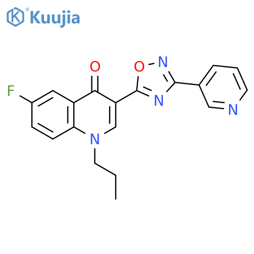 6-fluoro-1-propyl-3-[3-(pyridin-3-yl)-1,2,4-oxadiazol-5-yl]-1,4-dihydroquinolin-4-one structure