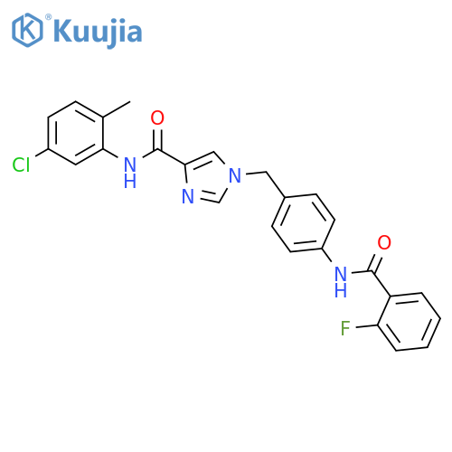 N-(5-chloro-2-methylphenyl)-1-{[4-(2-fluorobenzamido)phenyl]methyl}-1H-imidazole-4-carboxamide structure