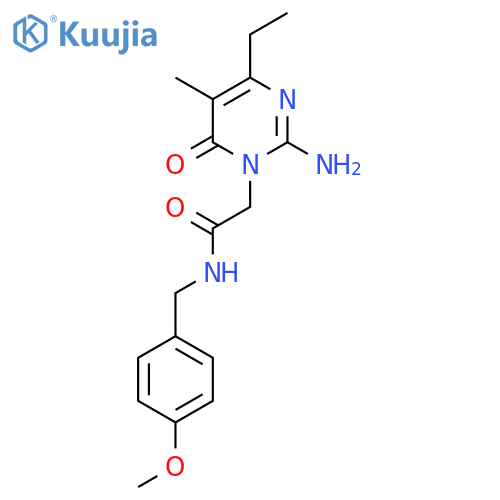 2-(2-amino-4-ethyl-5-methyl-6-oxo-1,6-dihydropyrimidin-1-yl)-N-(4-methoxyphenyl)methylacetamide structure