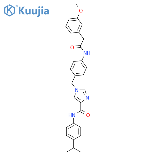 1-({4-2-(3-methoxyphenyl)acetamidophenyl}methyl)-N-4-(propan-2-yl)phenyl-1H-imidazole-4-carboxamide structure
