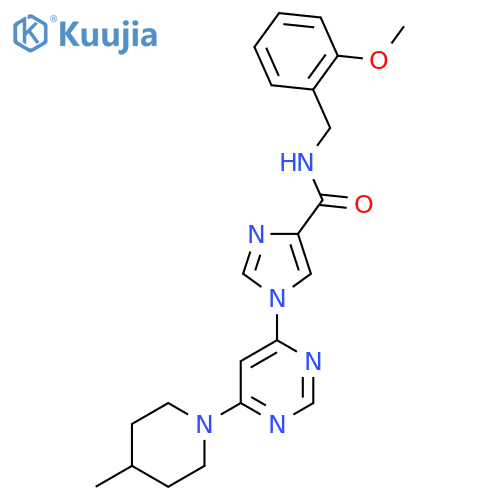 N-(2-methoxyphenyl)methyl-1-6-(4-methylpiperidin-1-yl)pyrimidin-4-yl-1H-imidazole-4-carboxamide structure