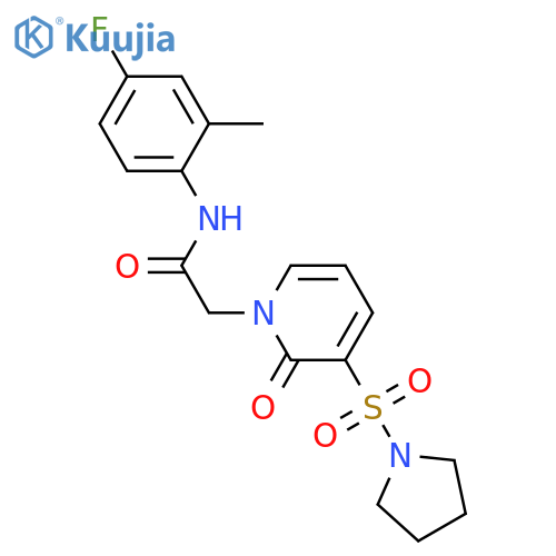 N-(4-fluoro-2-methylphenyl)-2-[2-oxo-3-(pyrrolidine-1-sulfonyl)-1,2-dihydropyridin-1-yl]acetamide structure