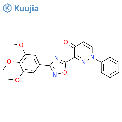1-phenyl-3-[3-(3,4,5-trimethoxyphenyl)-1,2,4-oxadiazol-5-yl]-1,4-dihydropyridazin-4-one structure