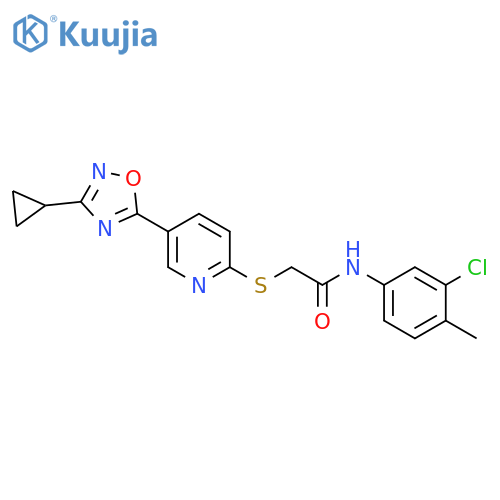 N-(3-chloro-4-methylphenyl)-2-{5-(3-cyclopropyl-1,2,4-oxadiazol-5-yl)pyridin-2-ylsulfanyl}acetamide structure
