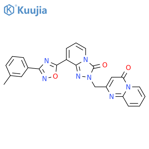 8-[3-(3-methylphenyl)-1,2,4-oxadiazol-5-yl]-2-({4-oxo-4H-pyrido[1,2-a]pyrimidin-2-yl}methyl)-2H,3H-[1,2,4]triazolo[4,3-a]pyridin-3-one structure