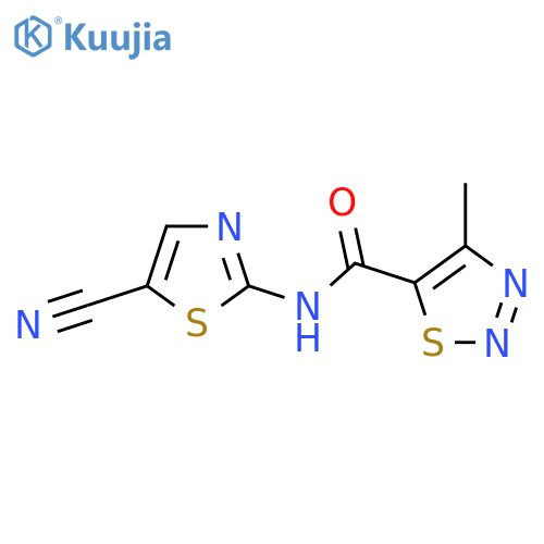 N-(5-cyano-1,3-thiazol-2-yl)-4-methyl-1,2,3-thiadiazole-5-carboxamide structure