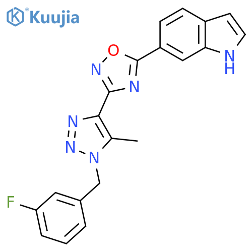 6-(3-{1-(3-fluorophenyl)methyl-5-methyl-1H-1,2,3-triazol-4-yl}-1,2,4-oxadiazol-5-yl)-1H-indole structure