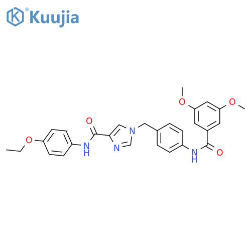 1-{4-(3,5-dimethoxybenzamido)phenylmethyl}-N-(4-ethoxyphenyl)-1H-imidazole-4-carboxamide structure