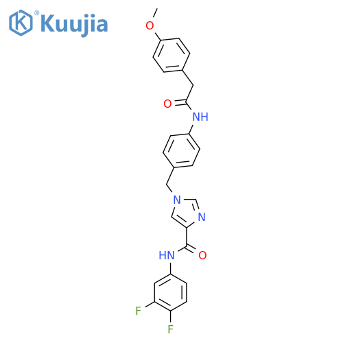 N-(3,4-difluorophenyl)-1-({4-2-(4-methoxyphenyl)acetamidophenyl}methyl)-1H-imidazole-4-carboxamide structure