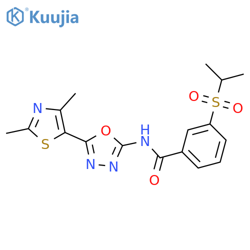 N-5-(2,4-dimethyl-1,3-thiazol-5-yl)-1,3,4-oxadiazol-2-yl-3-(propane-2-sulfonyl)benzamide structure