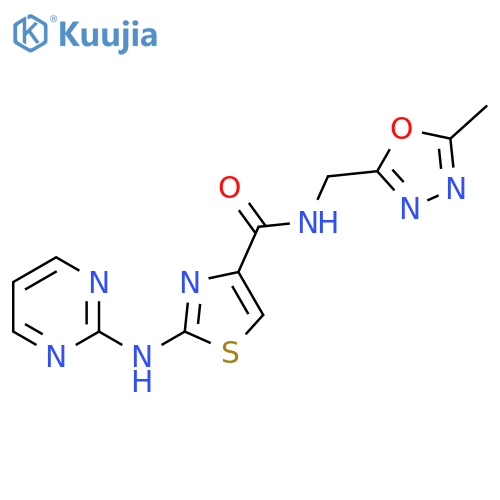 N-(5-methyl-1,3,4-oxadiazol-2-yl)methyl-2-(pyrimidin-2-yl)amino-1,3-thiazole-4-carboxamide structure