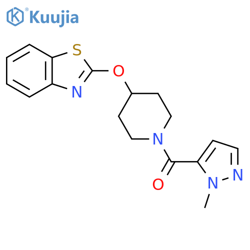 2-{1-(1-methyl-1H-pyrazole-5-carbonyl)piperidin-4-yloxy}-1,3-benzothiazole structure