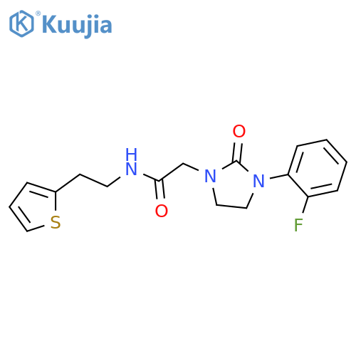 2-3-(2-fluorophenyl)-2-oxoimidazolidin-1-yl-N-2-(thiophen-2-yl)ethylacetamide structure