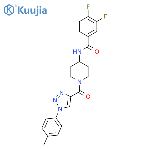 3,4-difluoro-N-{1-1-(4-methylphenyl)-1H-1,2,3-triazole-4-carbonylpiperidin-4-yl}benzamide structure