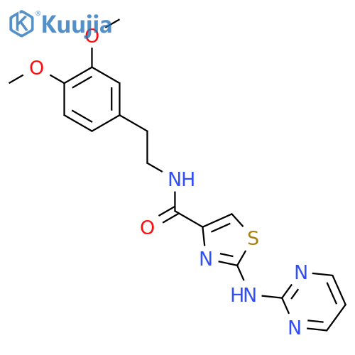 N-2-(3,4-dimethoxyphenyl)ethyl-2-(pyrimidin-2-yl)amino-1,3-thiazole-4-carboxamide structure