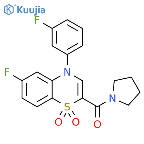 6-fluoro-4-(3-fluorophenyl)-2-(pyrrolidine-1-carbonyl)-4H-1lambda6,4-benzothiazine-1,1-dione structure