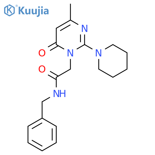 N-benzyl-2-4-methyl-6-oxo-2-(piperidin-1-yl)-1,6-dihydropyrimidin-1-ylacetamide structure