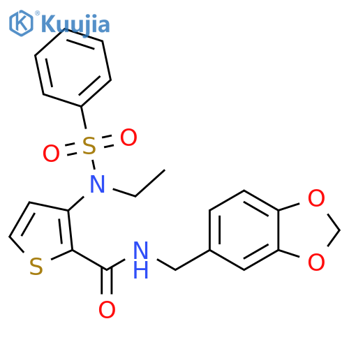 N-[(2H-1,3-benzodioxol-5-yl)methyl]-3-(N-ethylbenzenesulfonamido)thiophene-2-carboxamide structure