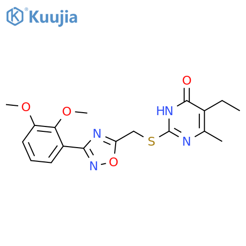 2-({[3-(2,3-dimethoxyphenyl)-1,2,4-oxadiazol-5-yl]methyl}sulfanyl)-5-ethyl-6-methylpyrimidin-4-ol structure