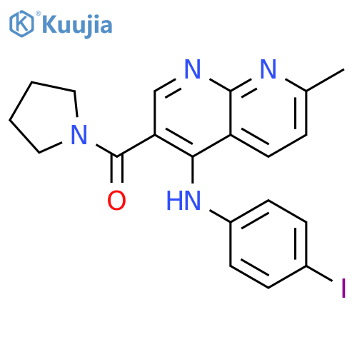 N-(4-iodophenyl)-7-methyl-3-(pyrrolidine-1-carbonyl)-1,8-naphthyridin-4-amine structure