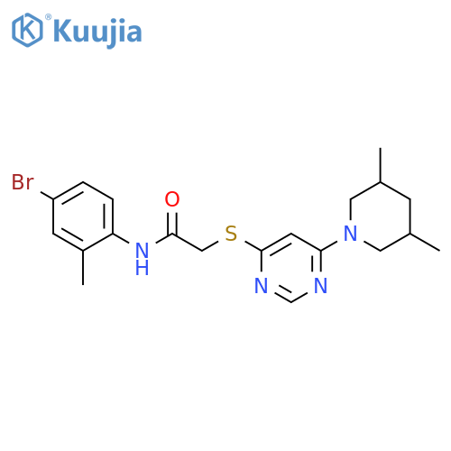 N-(4-bromo-2-methylphenyl)-2-{[6-(3,5-dimethylpiperidin-1-yl)pyrimidin-4-yl]sulfanyl}acetamide structure