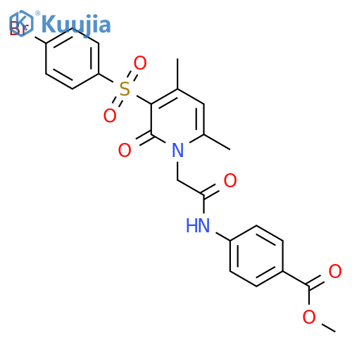 methyl 4-{2-3-(4-bromobenzenesulfonyl)-4,6-dimethyl-2-oxo-1,2-dihydropyridin-1-ylacetamido}benzoate structure