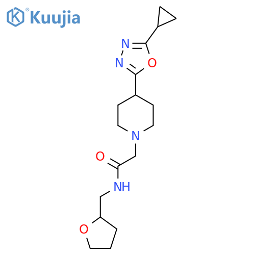 2-4-(5-cyclopropyl-1,3,4-oxadiazol-2-yl)piperidin-1-yl-N-(oxolan-2-yl)methylacetamide structure