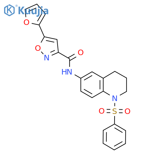N-1-(benzenesulfonyl)-1,2,3,4-tetrahydroquinolin-6-yl-5-(furan-2-yl)-1,2-oxazole-3-carboxamide structure