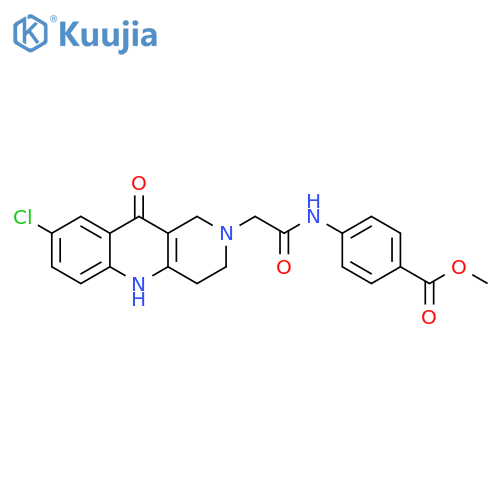 methyl 4-(2-{8-chloro-10-oxo-1H,2H,3H,4H,5H,10H-benzo[b]1,6-naphthyridin-2-yl}acetamido)benzoate structure
