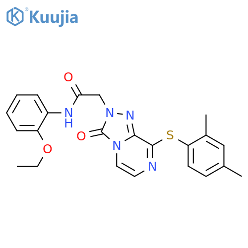 2-{8-(2,4-dimethylphenyl)sulfanyl-3-oxo-2H,3H-1,2,4triazolo4,3-apyrazin-2-yl}-N-(2-ethoxyphenyl)acetamide structure