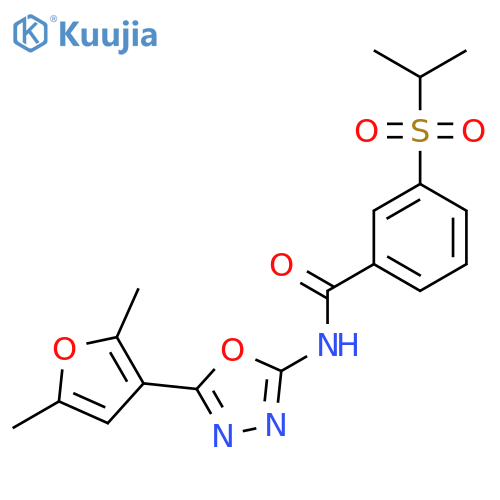 N-5-(2,5-dimethylfuran-3-yl)-1,3,4-oxadiazol-2-yl-3-(propane-2-sulfonyl)benzamide structure