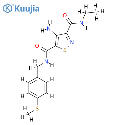 4-amino-N3-ethyl-N5-{[4-(methylsulfanyl)phenyl]methyl}-1,2-thiazole-3,5-dicarboxamide structure