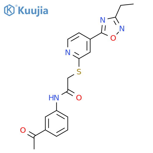 N-(3-acetylphenyl)-2-{4-(3-ethyl-1,2,4-oxadiazol-5-yl)pyridin-2-ylsulfanyl}acetamide structure